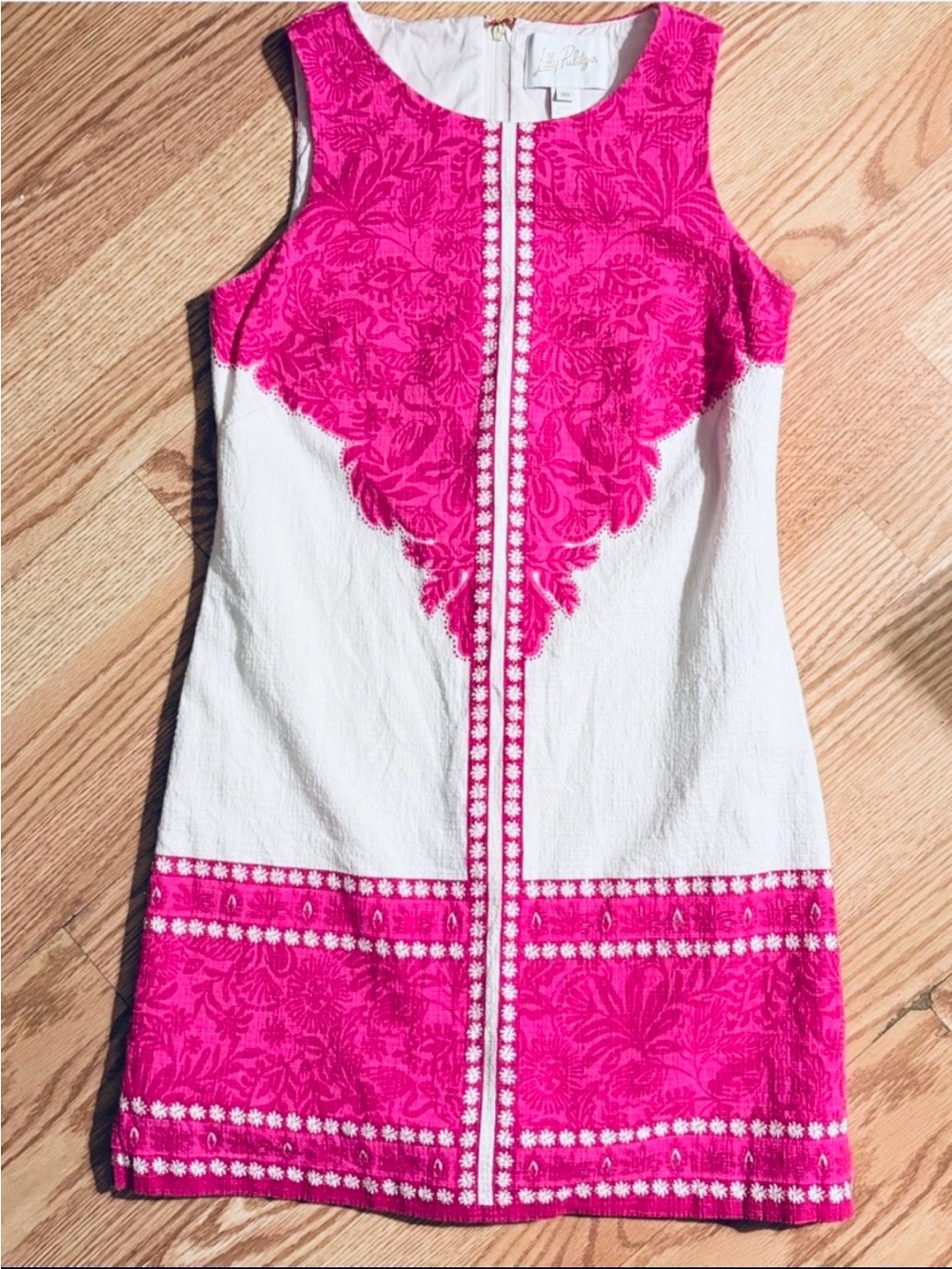 Lilly Pulitzer White With Pink Sleeveless Dress W/Built In Shorts